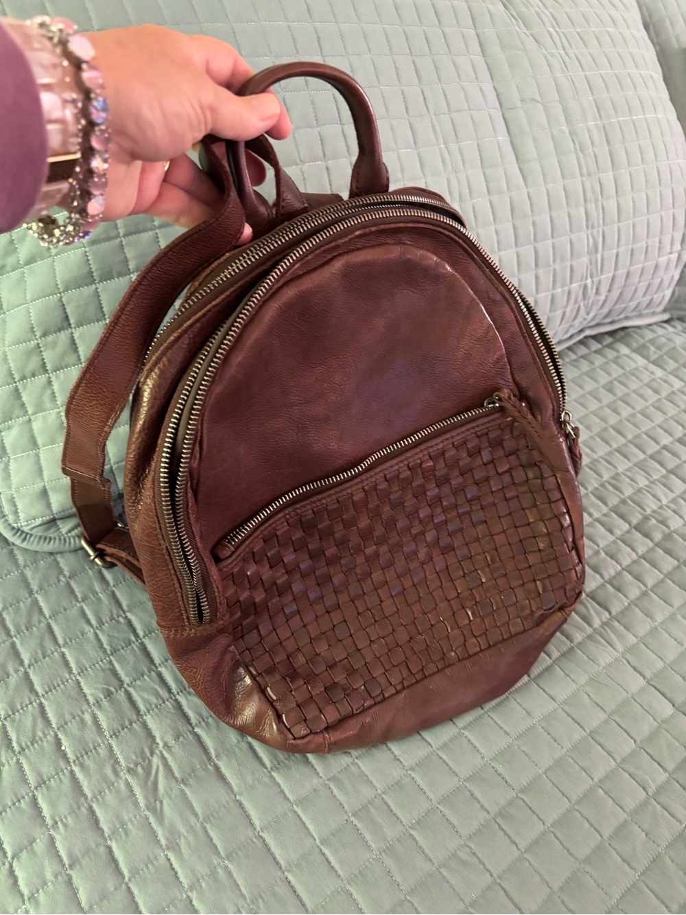 Genuine Leather Backpack purse